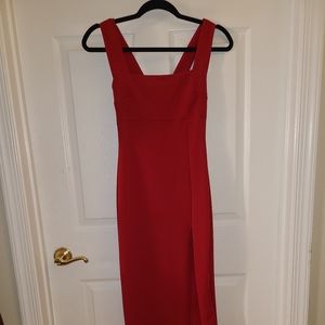 Nasty Gal red bodycon maxi dress with high slit